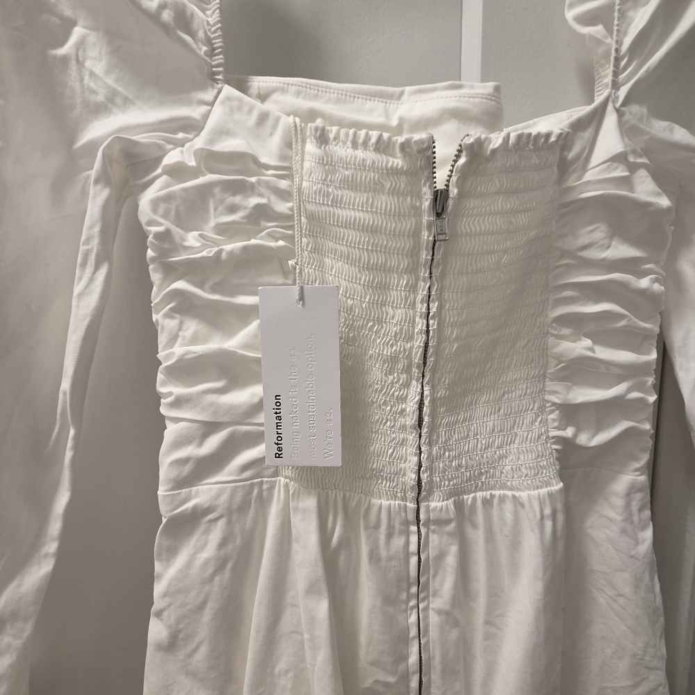 Sz 6 Reformation White Organic Cotton Isaac Dress NWT - Picture 4 of 5